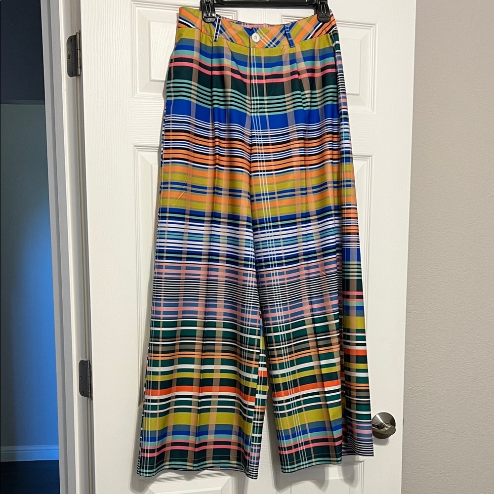 SHEIN Multicolor Plaid Wide Leg Pants